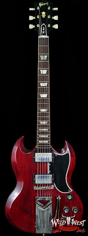 alpha industries 60th anniversary Электрогитара Gibson Custom Shop 60th Anniversary 1961 Les Paul SG Standard With Sideways Vibrola Cherry Red 7.45 LBS