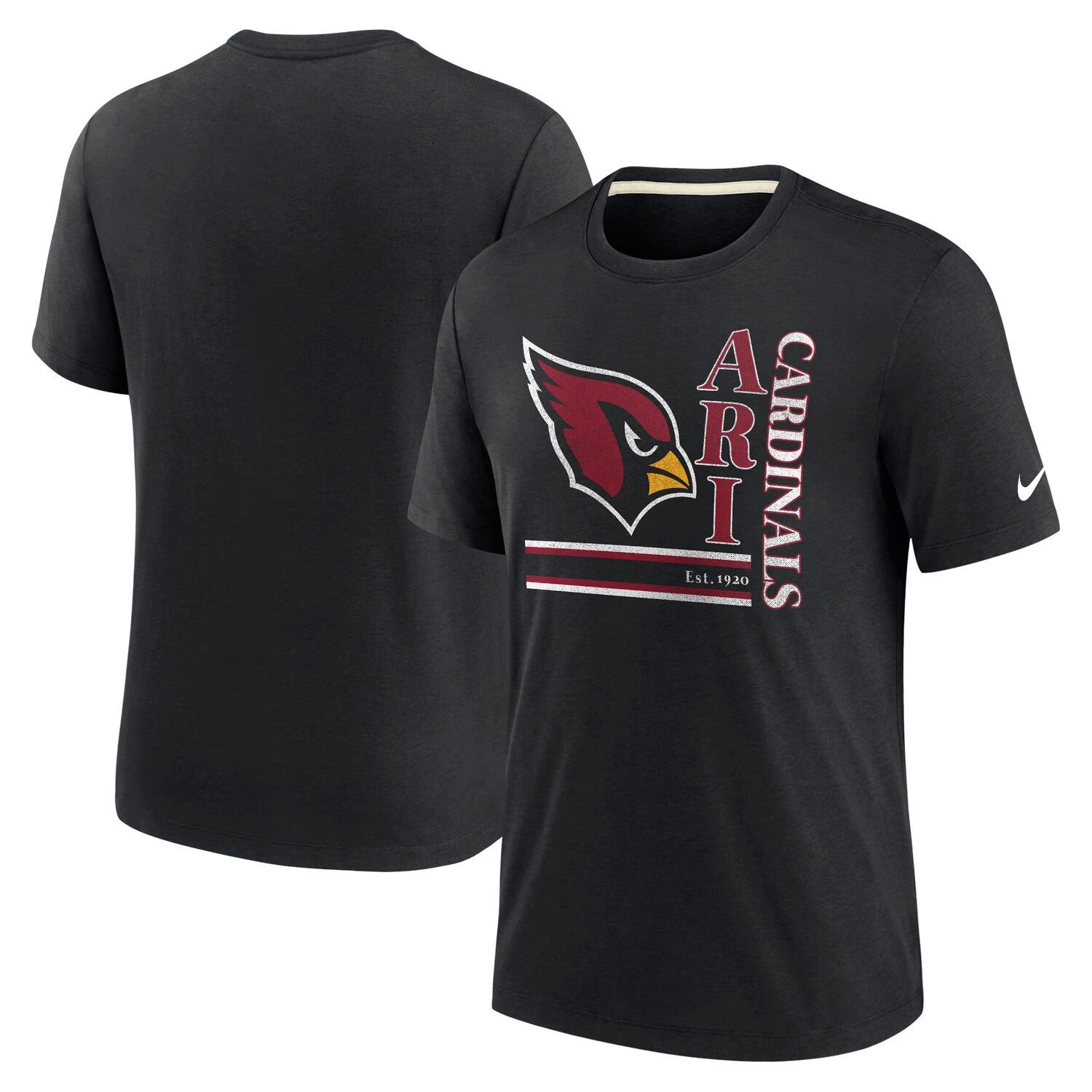 Мужская черная футболка Tri-Blend с логотипом Arizona Cardinals Wordmark Nike футболка с карманами arizona cardinals tri blend cardinal majestic красный