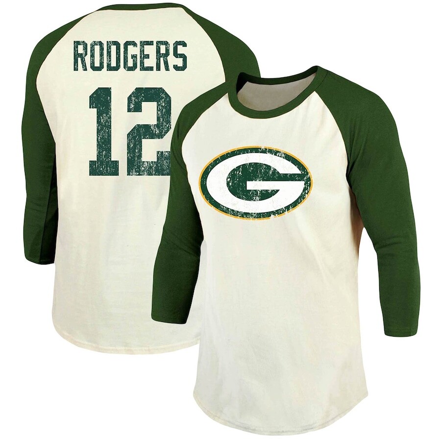 

Футболка с именем и номером Majestic Threads Green Bay Packers, кремовый
