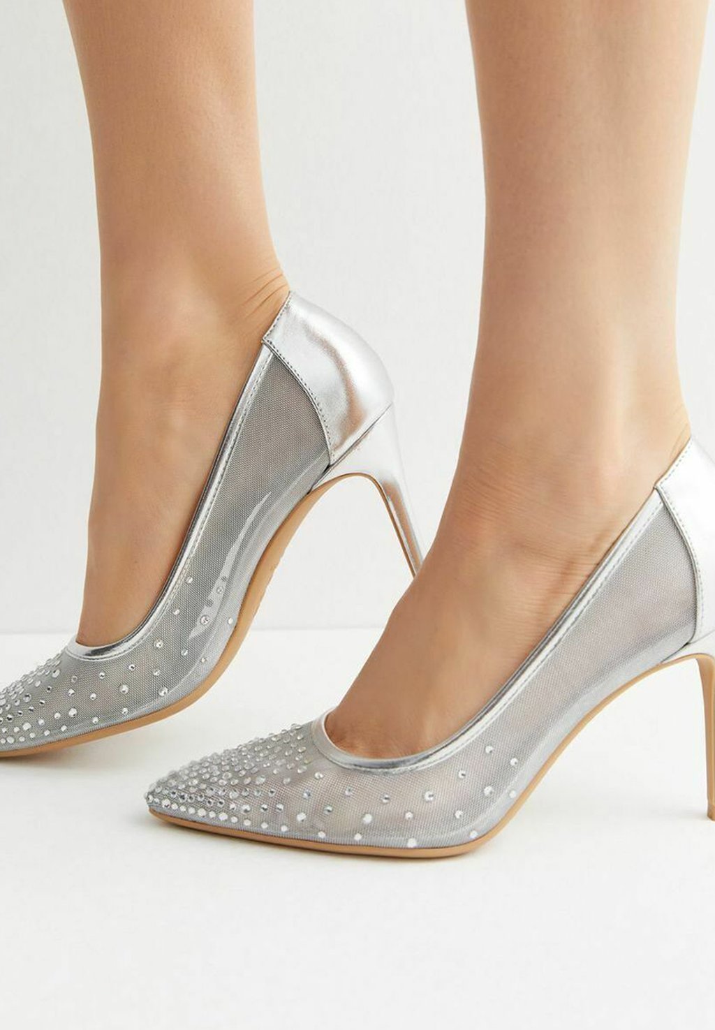 Туфли на высоком каблуке DIAMANTÉ STILETTO New Look, цвет silver цена и фото