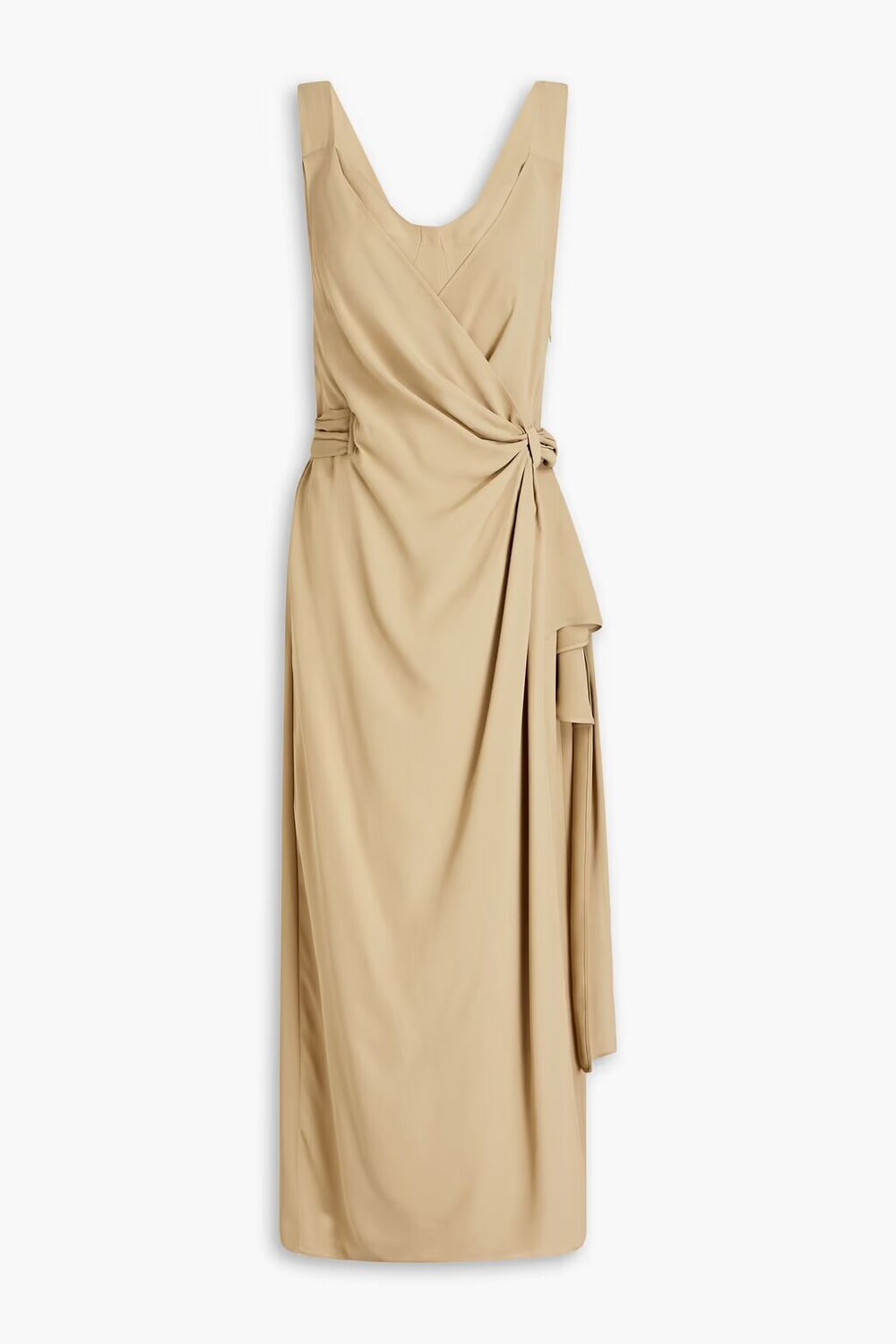

Платье миди из крепа с запахом и драпировкой Alberta Ferretti, песок