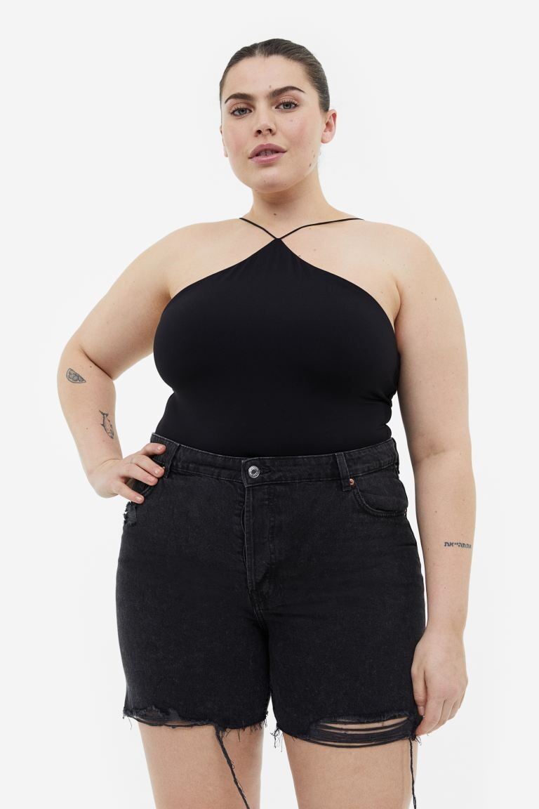 

Джинсовые шорты-бермуды H&M+ High Curvy Fit H&M