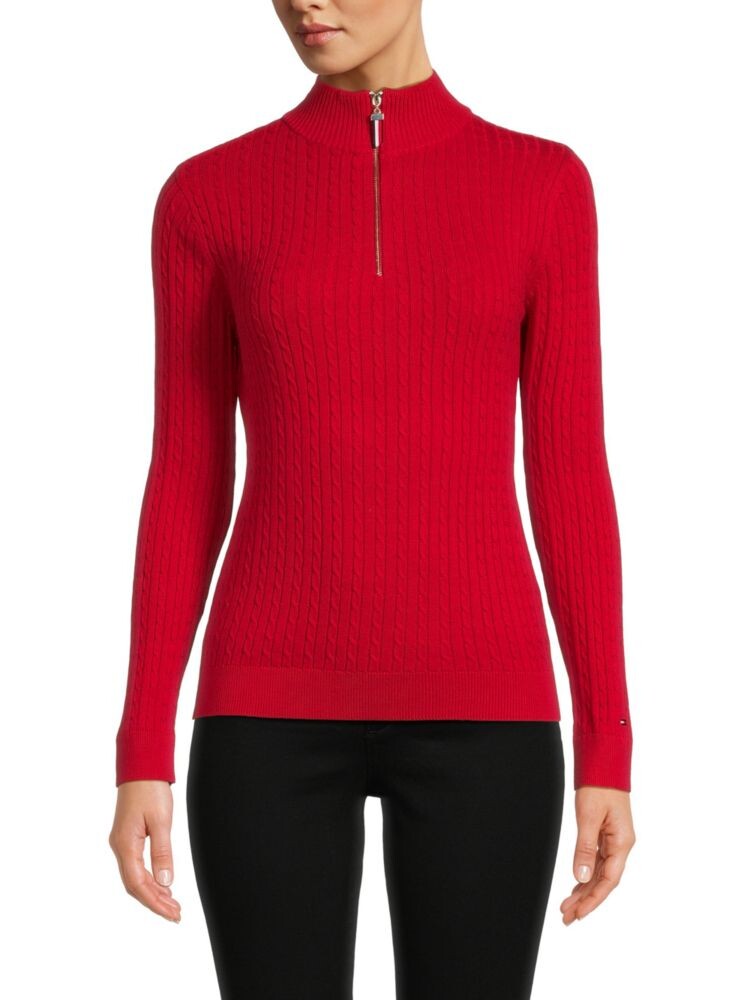 

Свитер с молнией в рубчик на четверть Tommy Hilfiger, цвет Chili Pepper