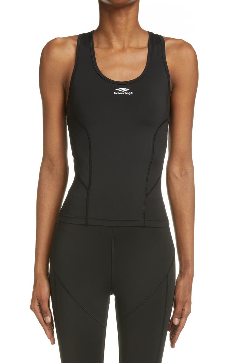 

Майка с логотипом 3B Racerback BALENCIAGA, черно-белый