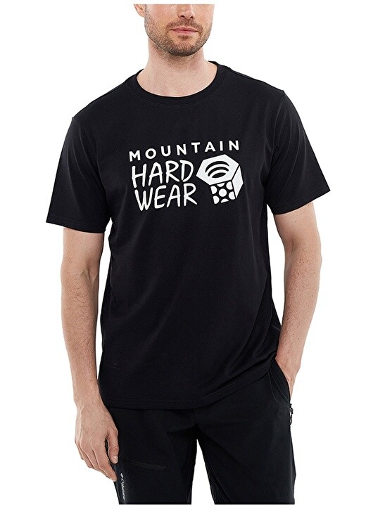 

Черная мужская футболка с круглым вырезом и принтом Mountain Hardwear, Черный