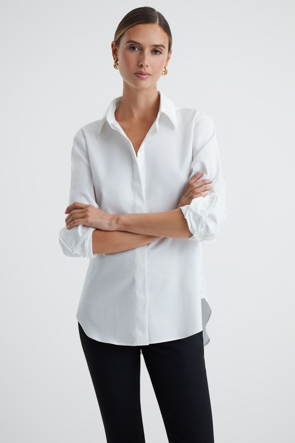 

Хлопковая рубашка Lia с пуговицами Reiss, белый