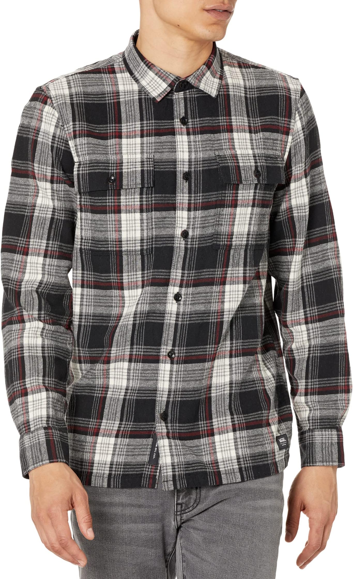 

Рубашка Helleson Long Sleeve Plaid Flannel Vans, цвет Black/Antique White