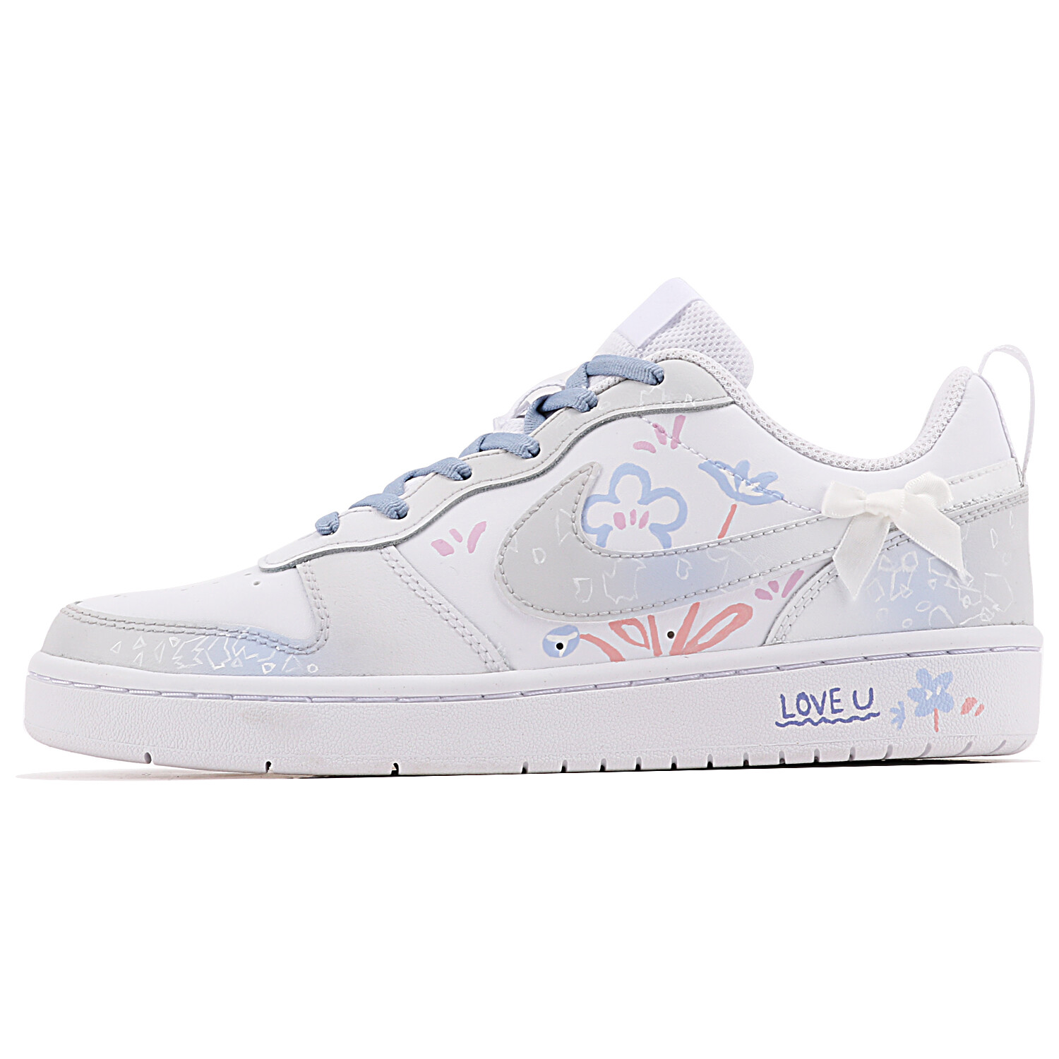 

Кроссовки Nike Court Borough Skateboarding Shoes Women's Low-top White/blue, синий/белый