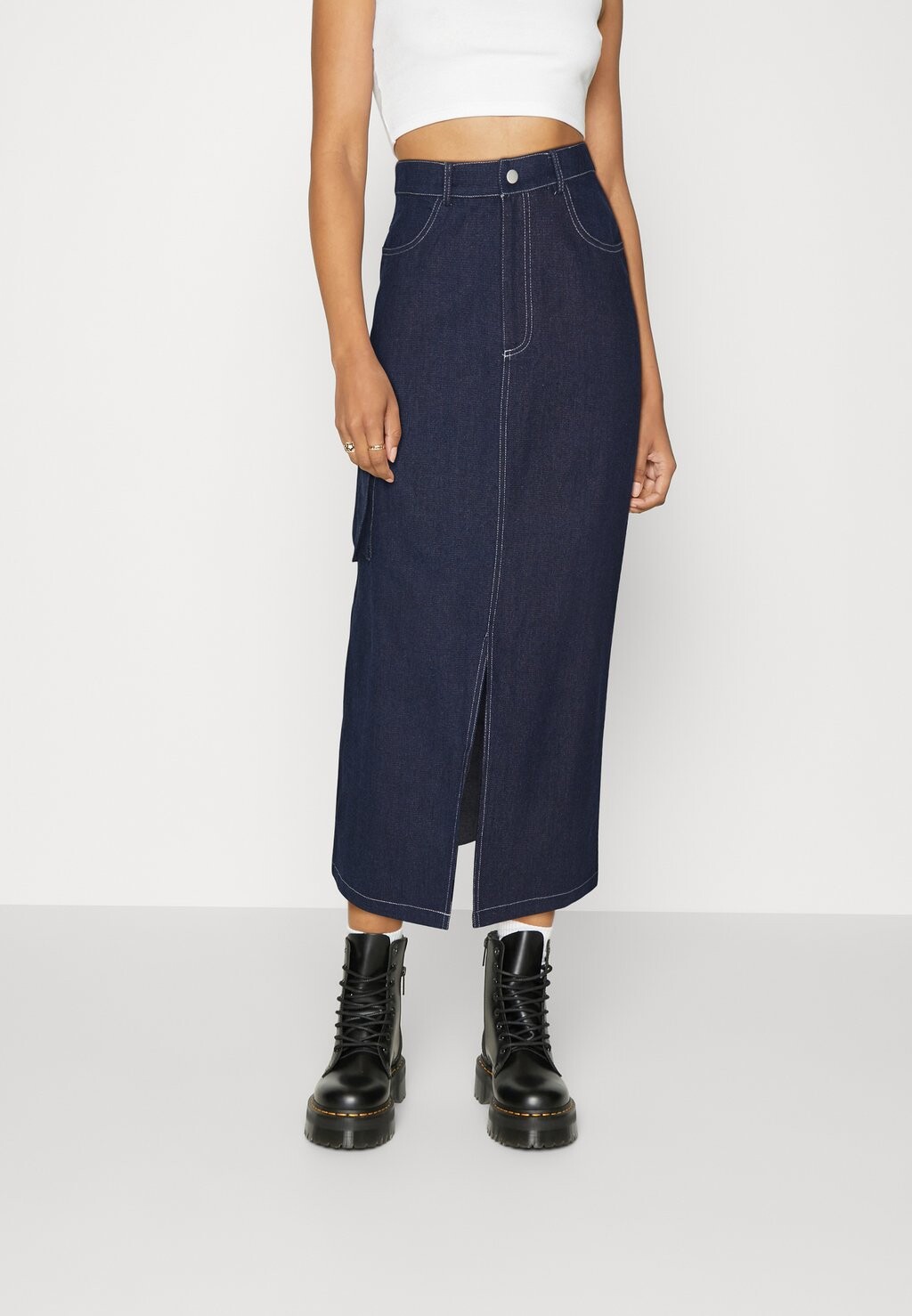 

Юбка Pieces PCDENISE ANKLE SKIRT, цвет dark blue denim
