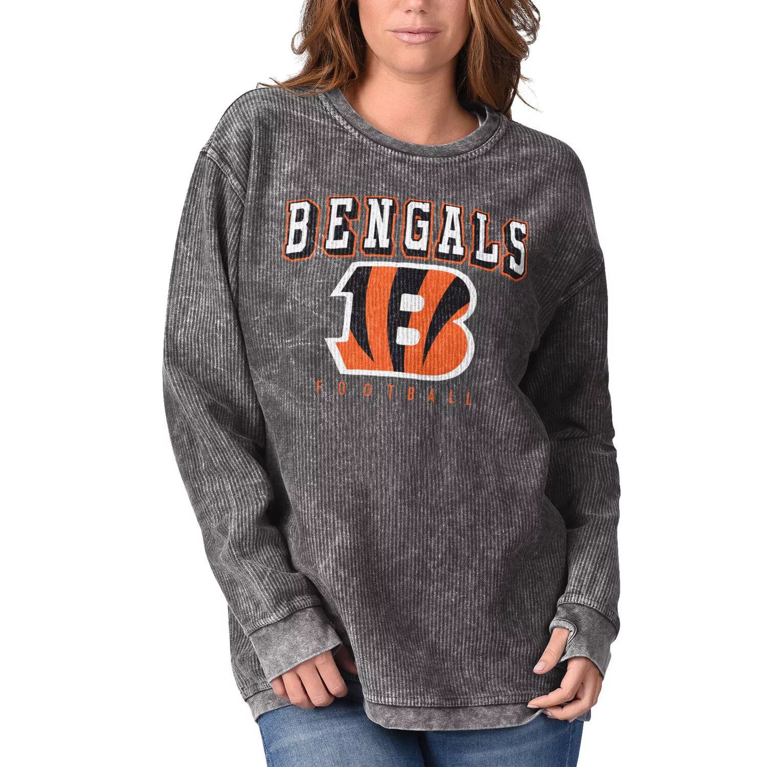 

Женский черный свитер G-III 4Her by Carl Banks Cincinnati Bengals с удобным вельветовым пуловером G-III