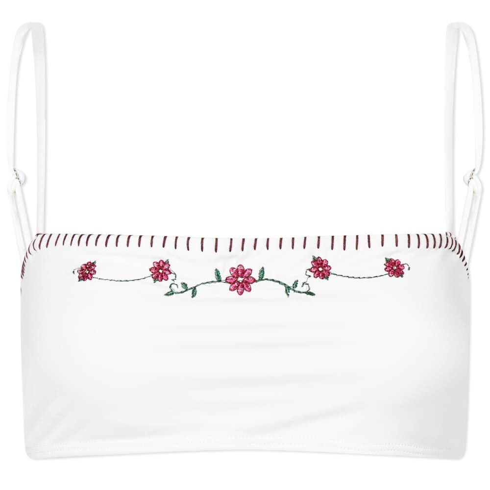 

Frankies Bikinis Топ бикини Tommy с цветочной вышивкой, белый