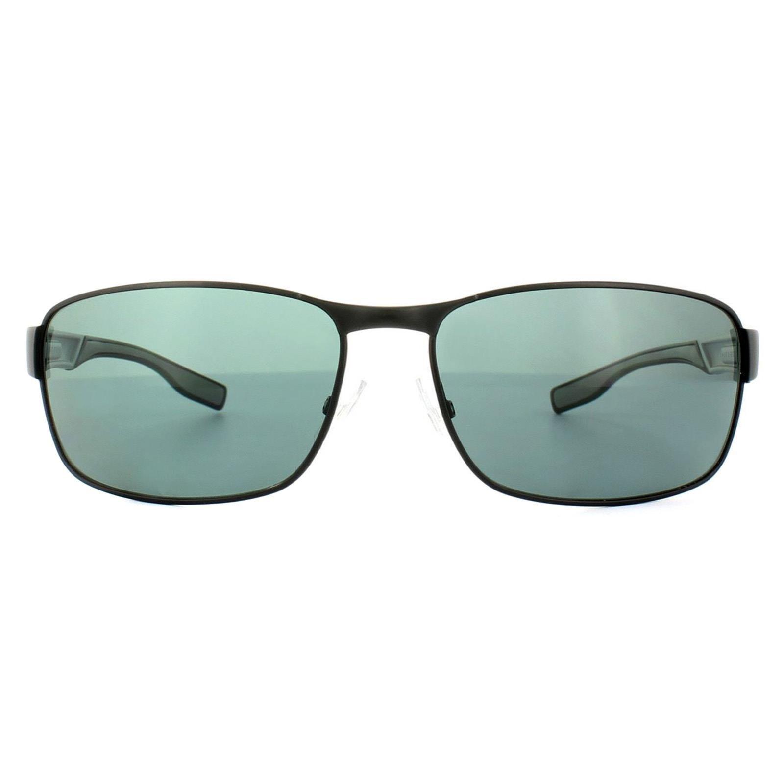 Прямоугольные темные рутениево-серые зеленые поляризованные солнцезащитные очки Hugo Boss, серый