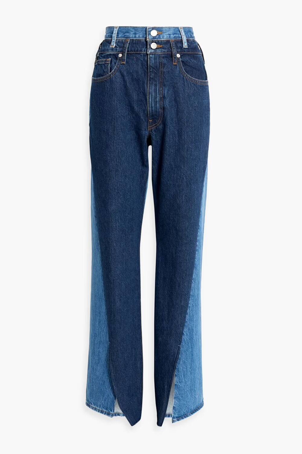 

Двухцветные джинсы Bootcut с высокой посадкой Frame, средний деним