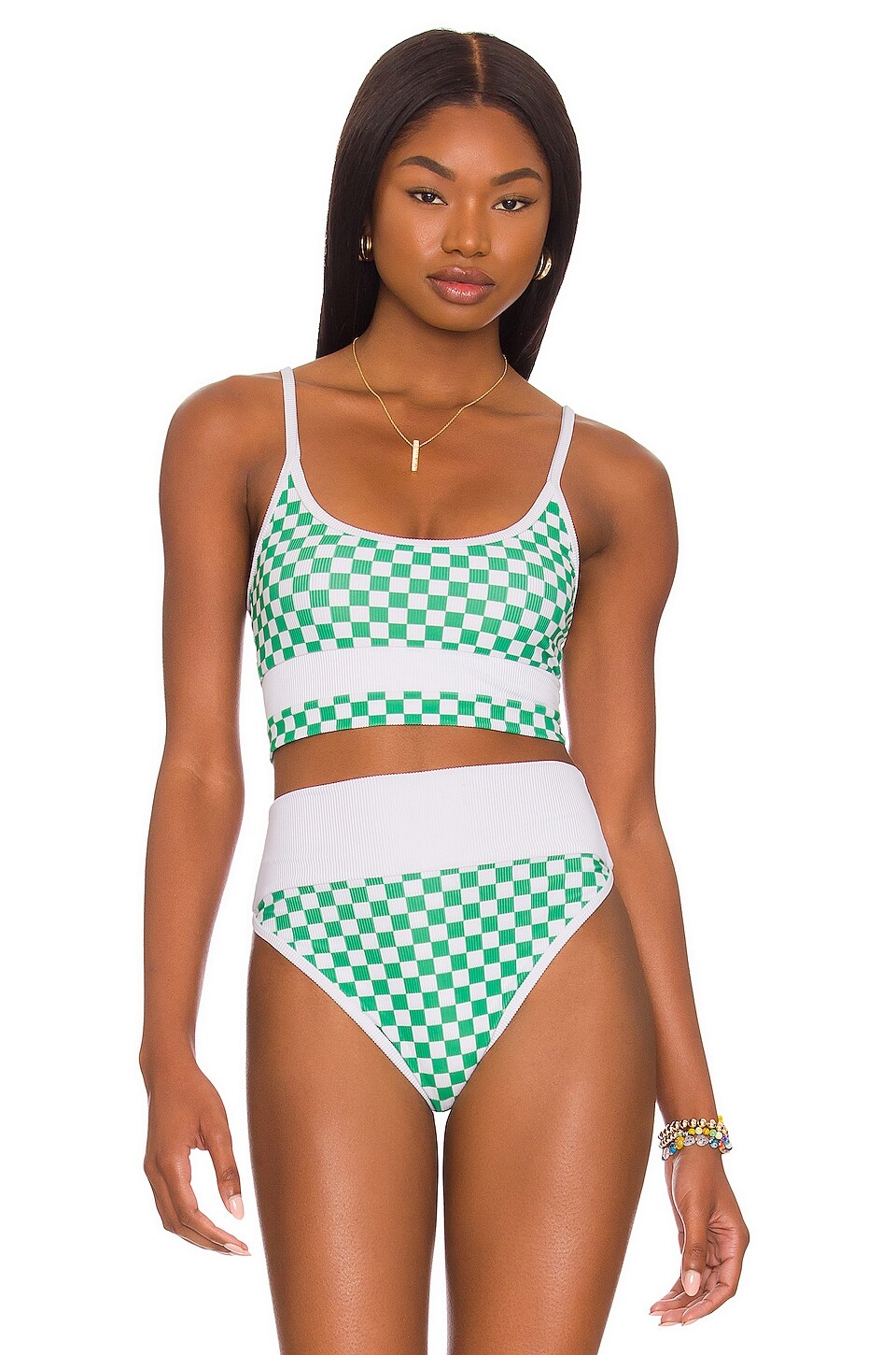 

Топ бикини BEACH RIOT Eva, цвет Green Checkered