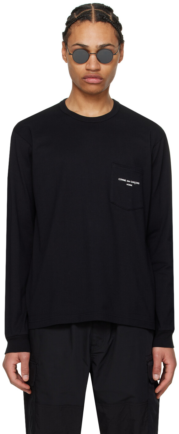 

Черная футболка с длинным рукавом с накладными карманами Comme Des Garcons