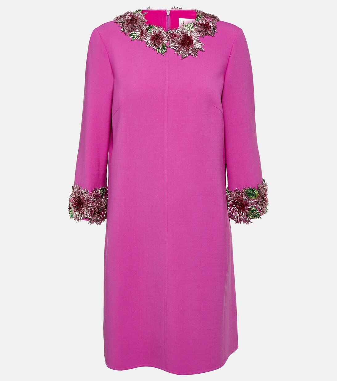 

Платье мини из крепа, украшенное кристаллами OSCAR DE LA RENTA, фиолетовый