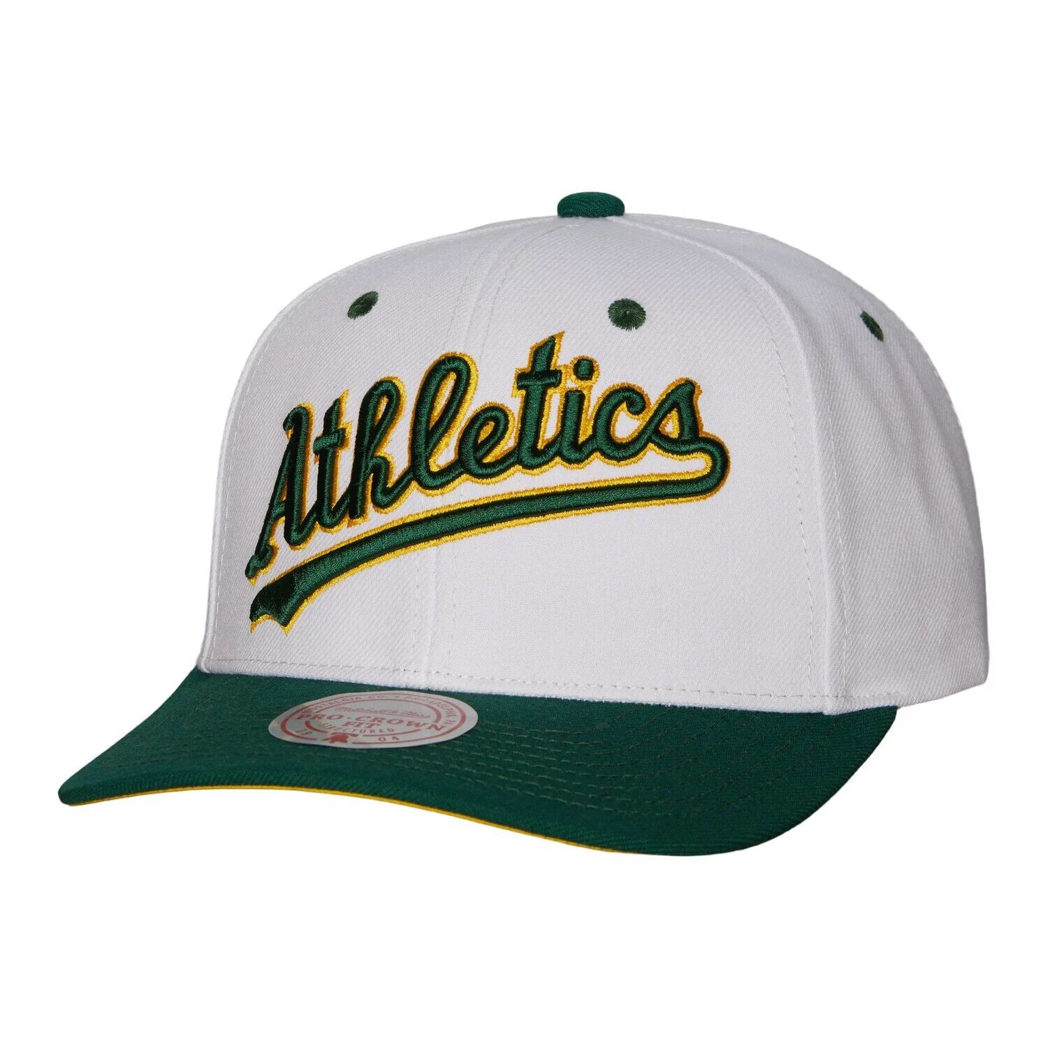 

Мужская кепка Mitchell & Ness White Oakland Athletics Cooperstown Collection Pro Crown Snapback