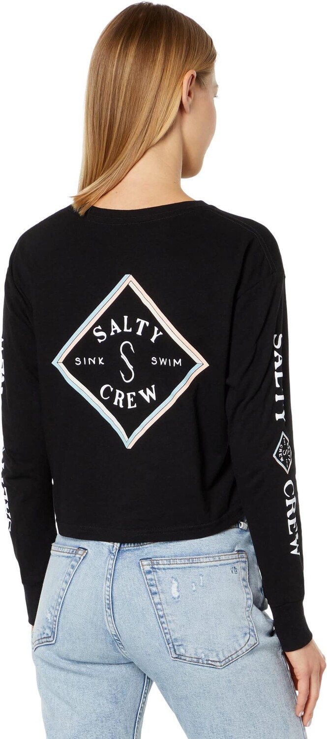 

Укороченная футболка с длинными рукавами Optical Tippet Salty Crew, черный