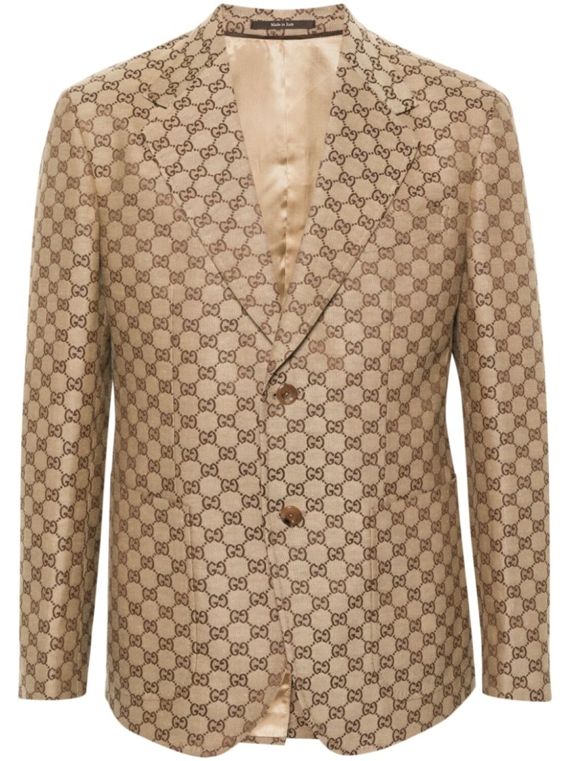 

Gucci льняной пиджак с узором GG Supreme, нейтральный цвет