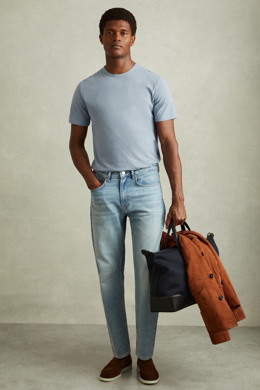 

Футболка Melrose из хлопка с круглым вырезом Reiss, синий
