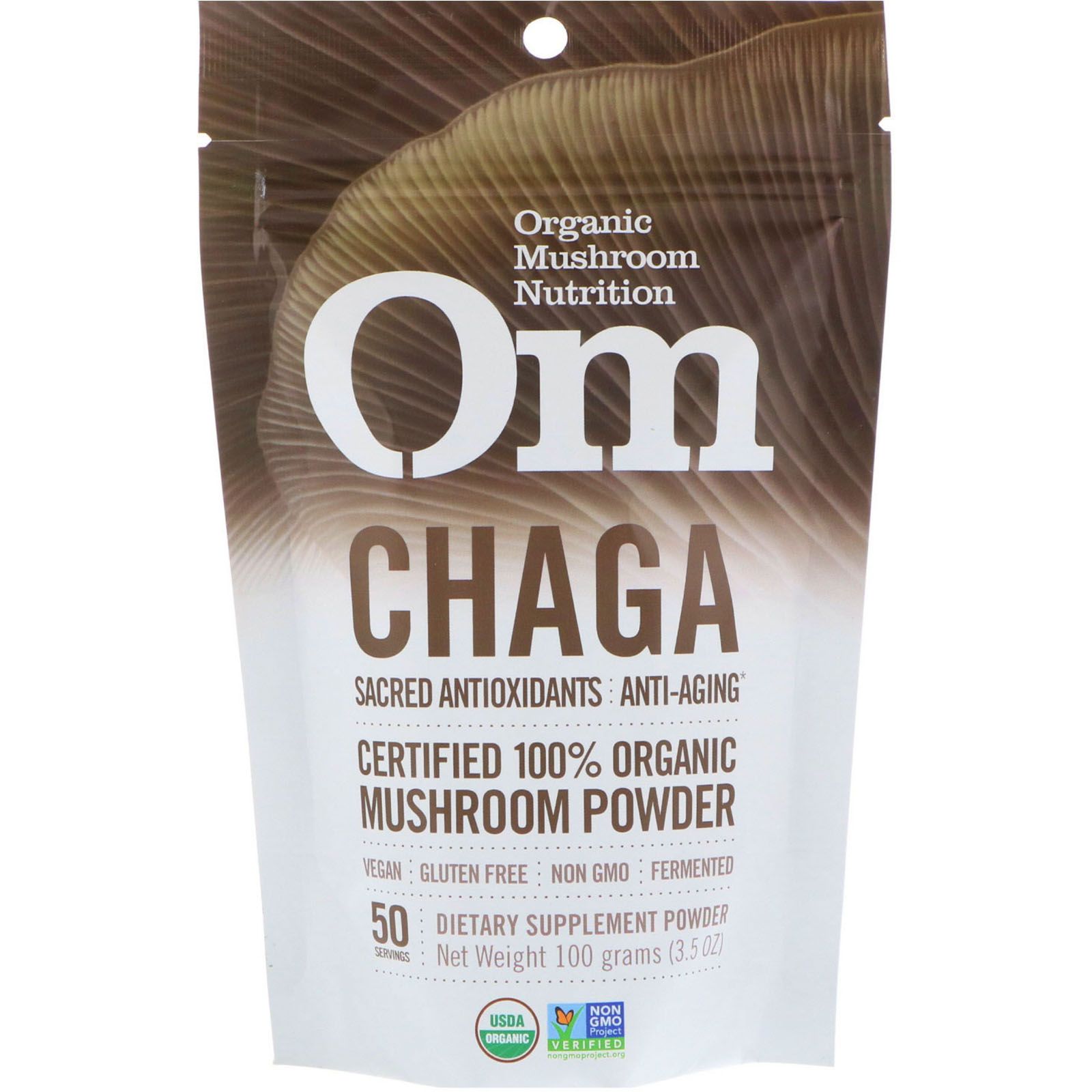 Organic Mushroom Nutrition Chaga Certified 100% Organic Mushroom Powder 3.5 oz (100 g) суперпродуктовая мастер смесь om mushrooms 90 г