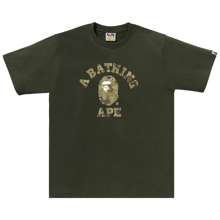 

Футболка BAPE Bitmap College Tee, цвет Olive Drab