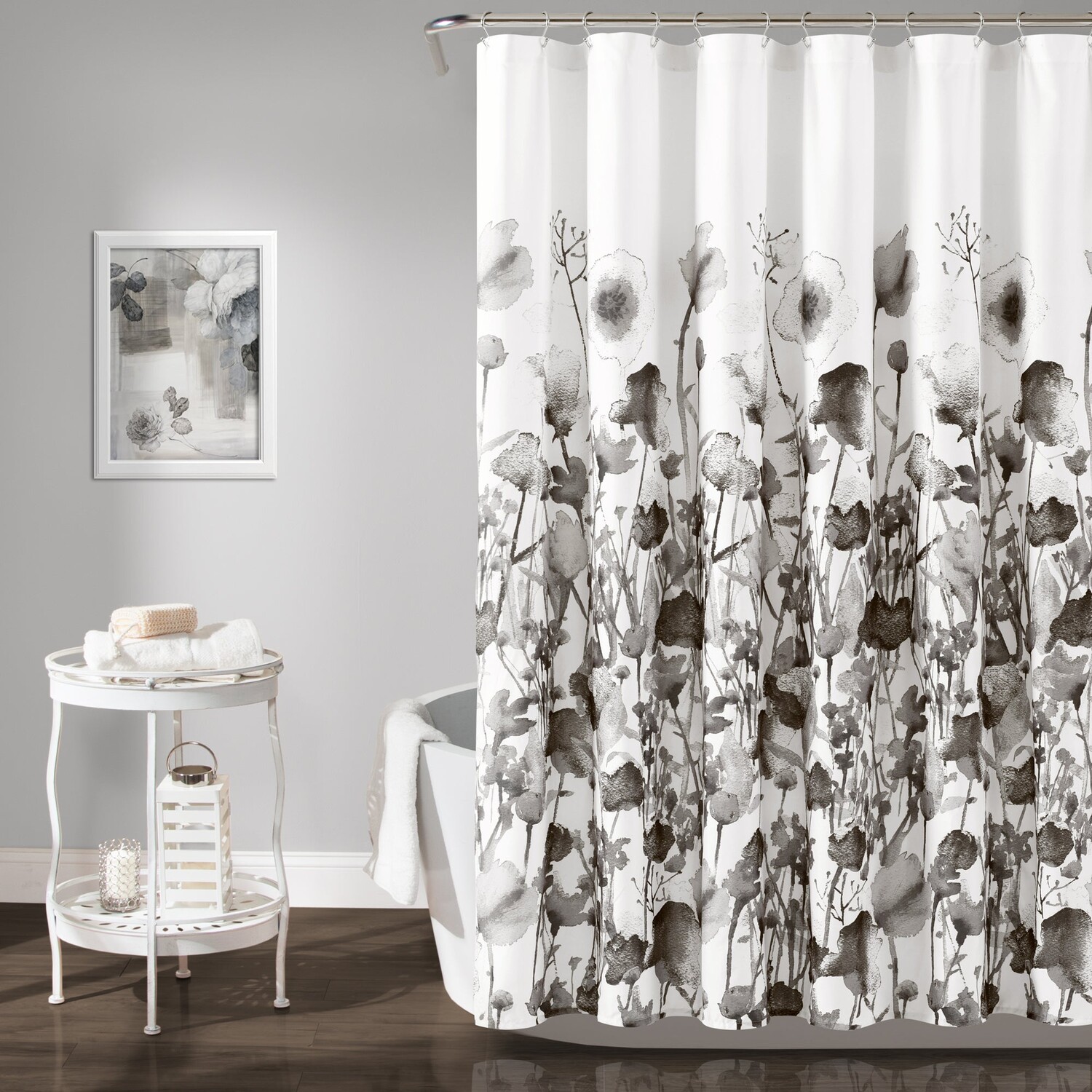 

Занавеска для душа Zuri Flora Lush Decor, цвет White_Black