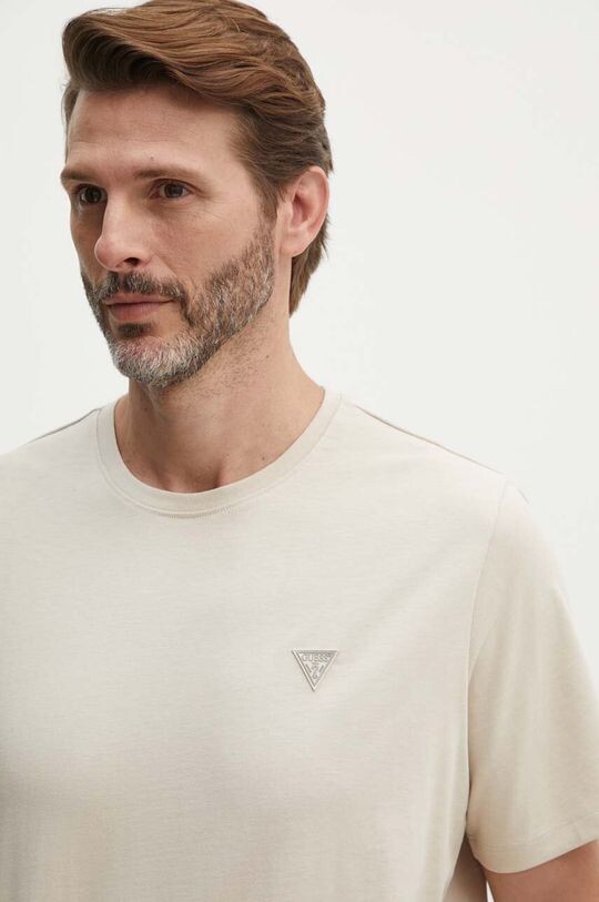 

Хлопковая футболка Guess, бежевый