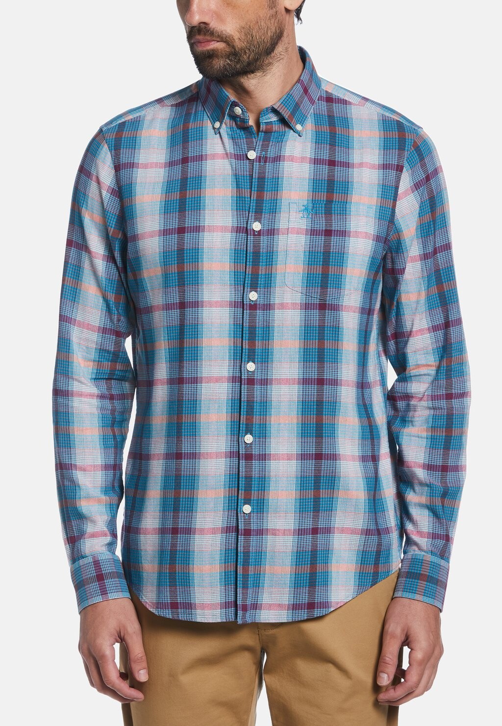 

Рубашка PLAID Original Penguin, цвет mosaic blue