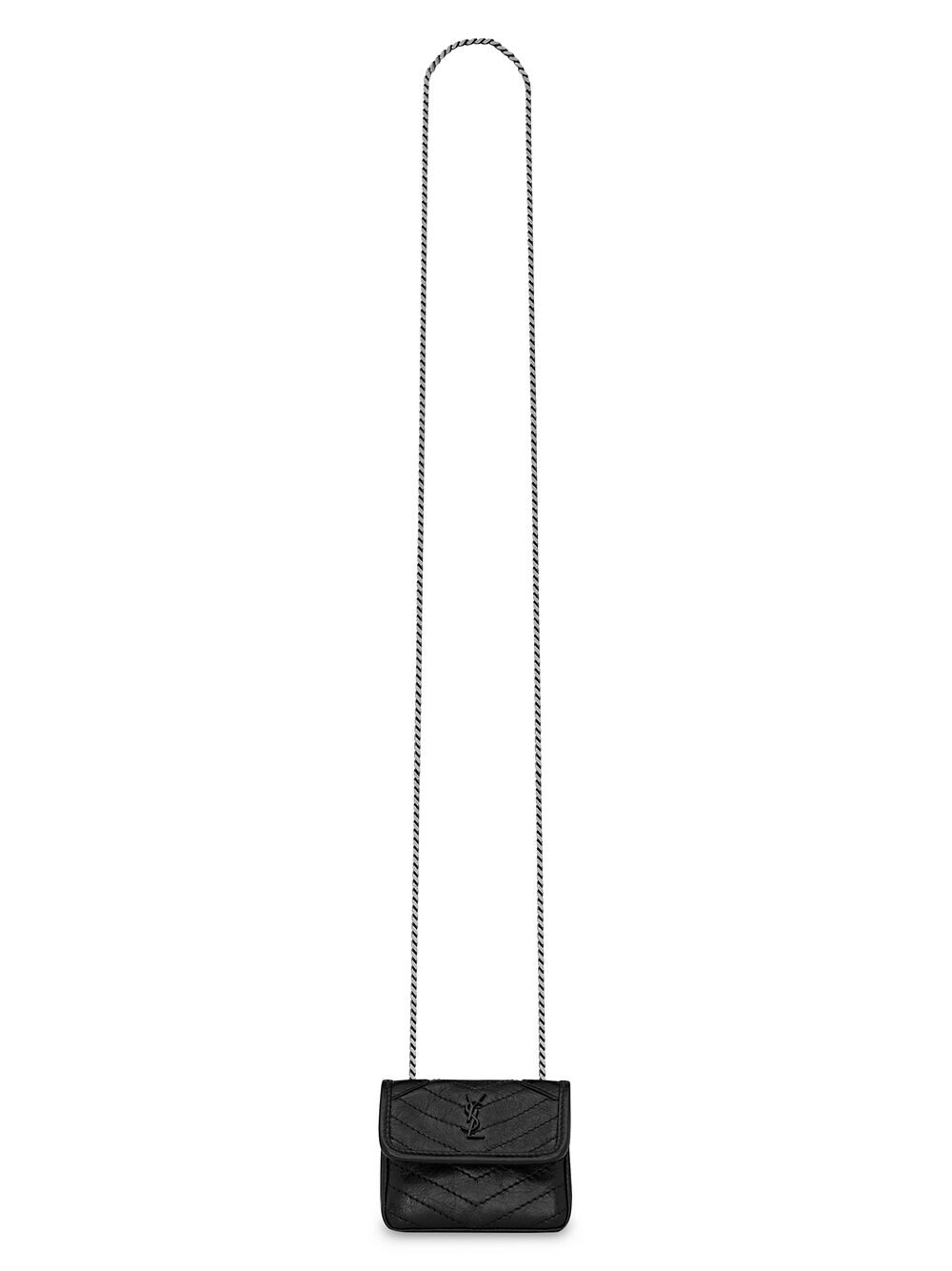 

Микросумка Niki Airpods Holder из мятой винтажной кожи Saint Laurent