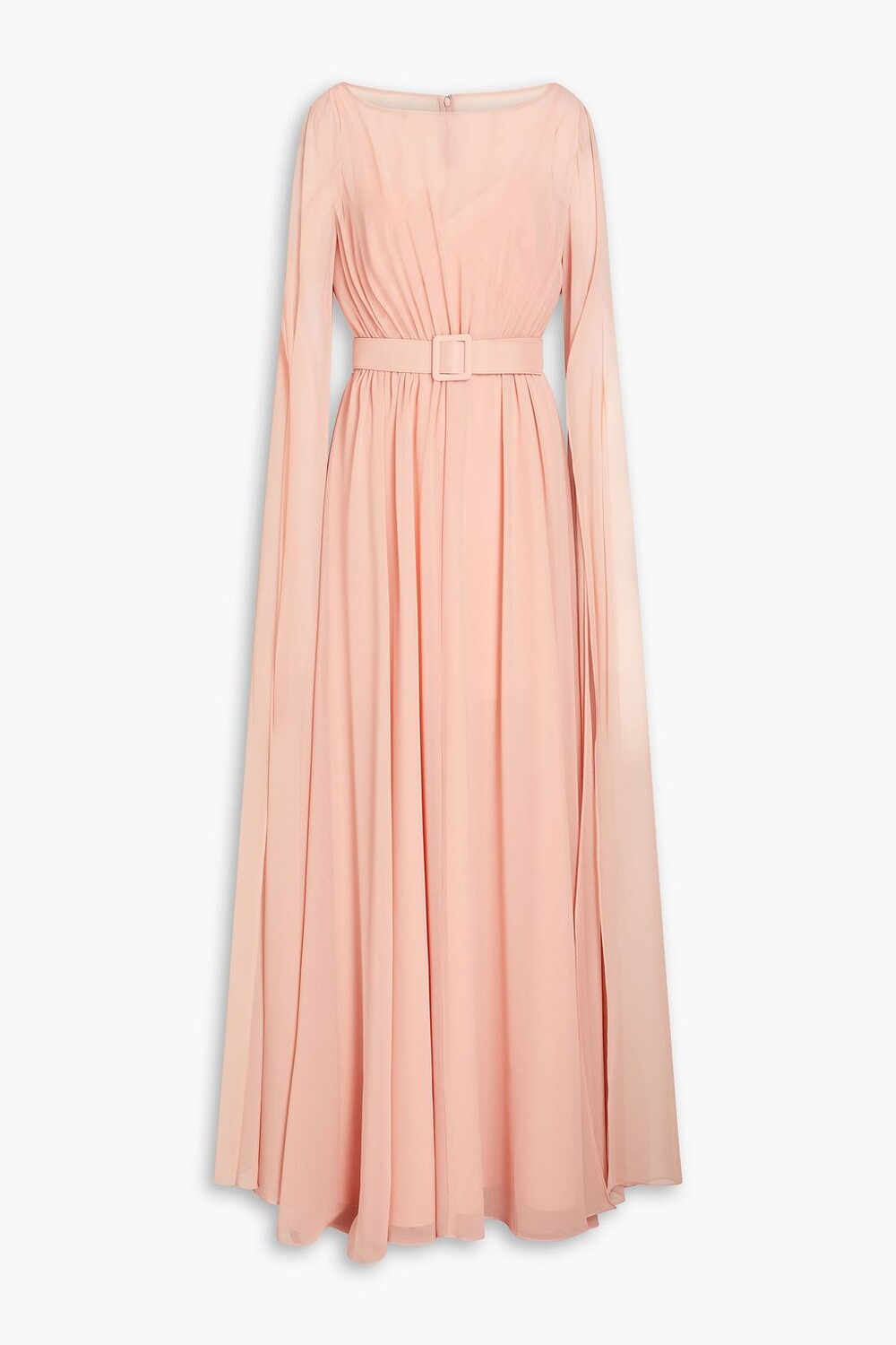 

Платье из жоржета со сборками и поясом BADGLEY MISCHKA, персиковый