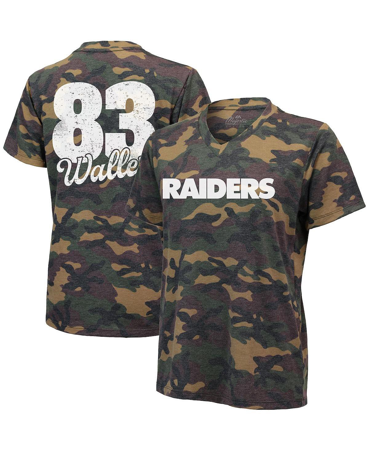 Женская футболка с v-образным вырезом и именем и номером Darren Waller Camo Las Vegas Raiders Industry Rag