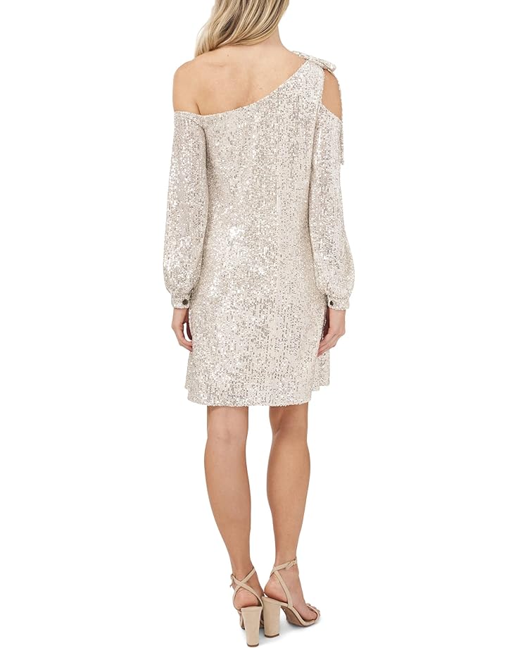 Платье CeCe One Shoulder Ruffled Sequin Dress, цвет Champagne