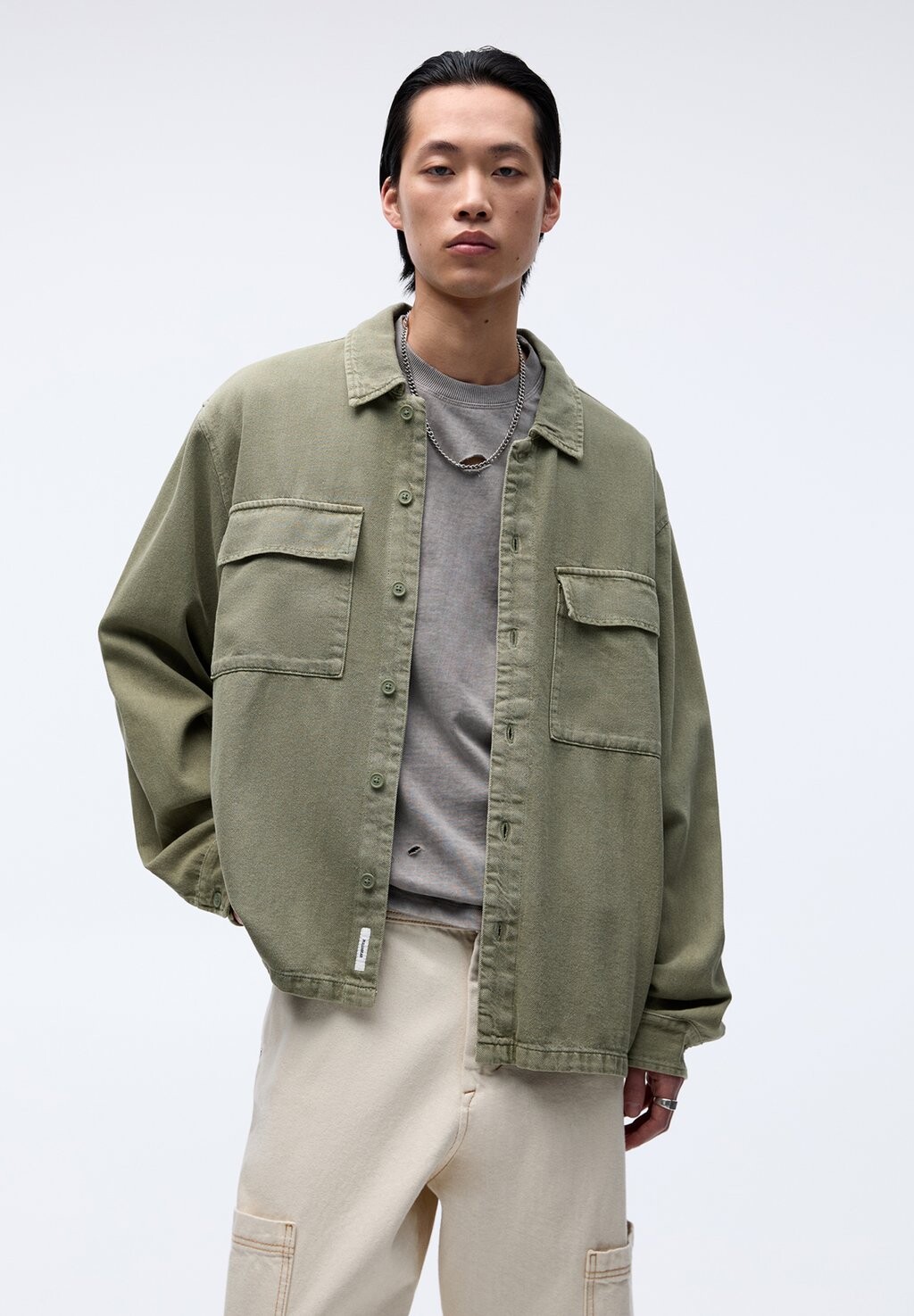

Джинсовая куртка PULL&BEAR, цвет khaki