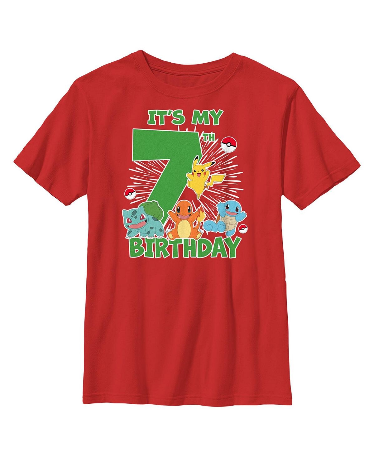

Детская футболка для мальчиков с надписью «Pokemon It's My 7th Birthday Starters» Nintendo