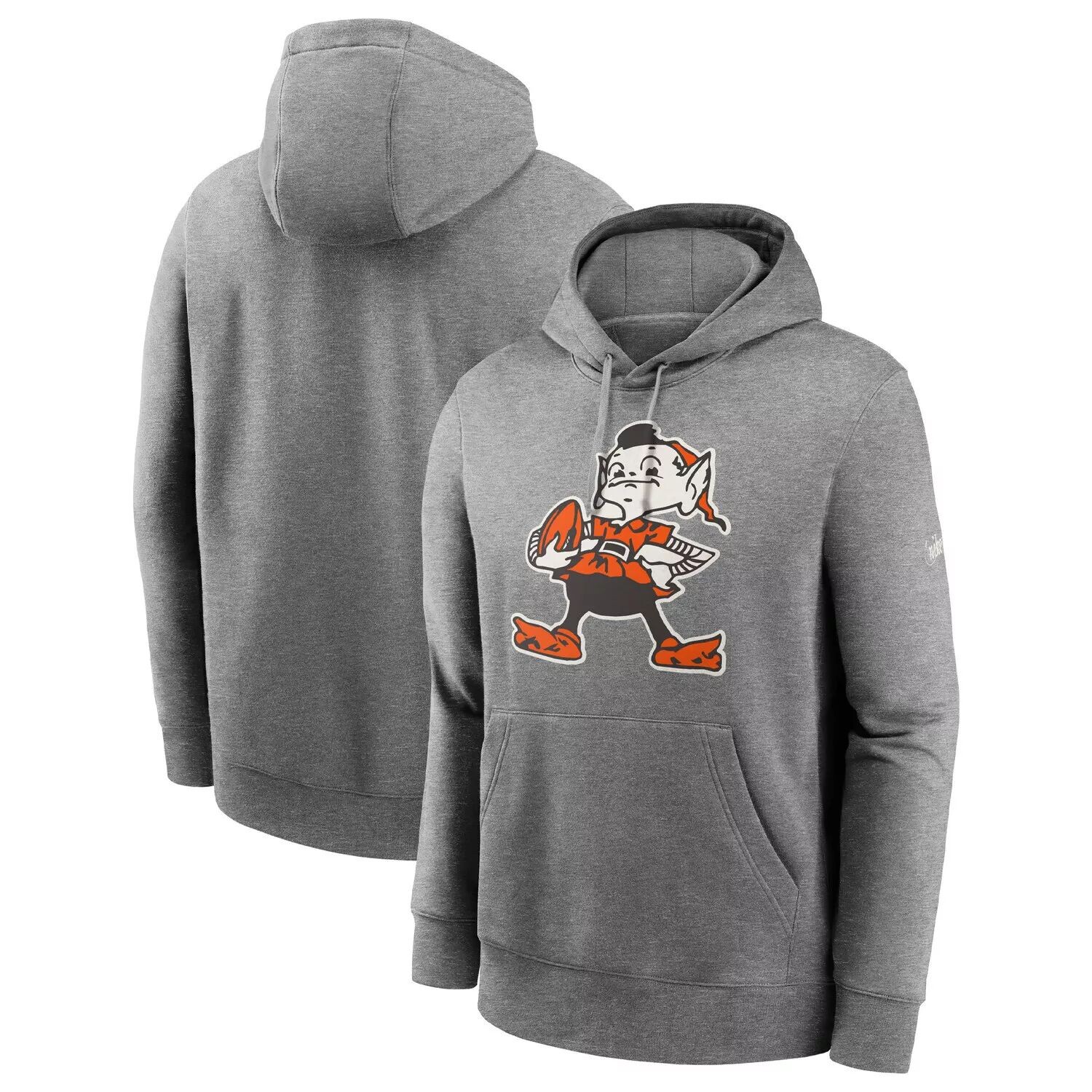 

Мужской флисовый пуловер с капюшоном Nike Heathered Grey Cleveland Browns Rewind Club