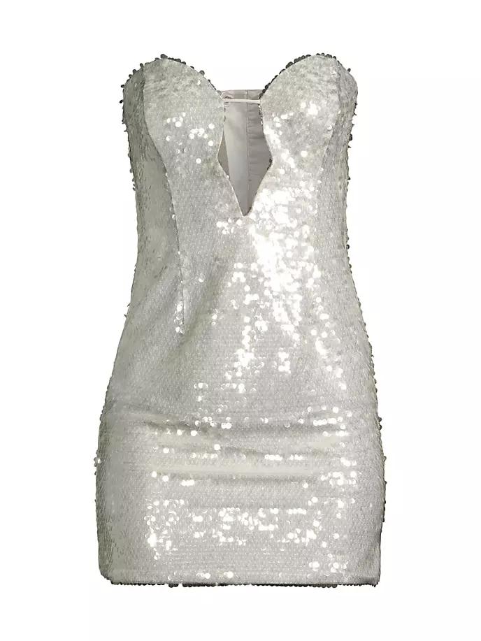 Мини-платье Jinxa с вырезами и пайетками Bardot, цвет beige sequin