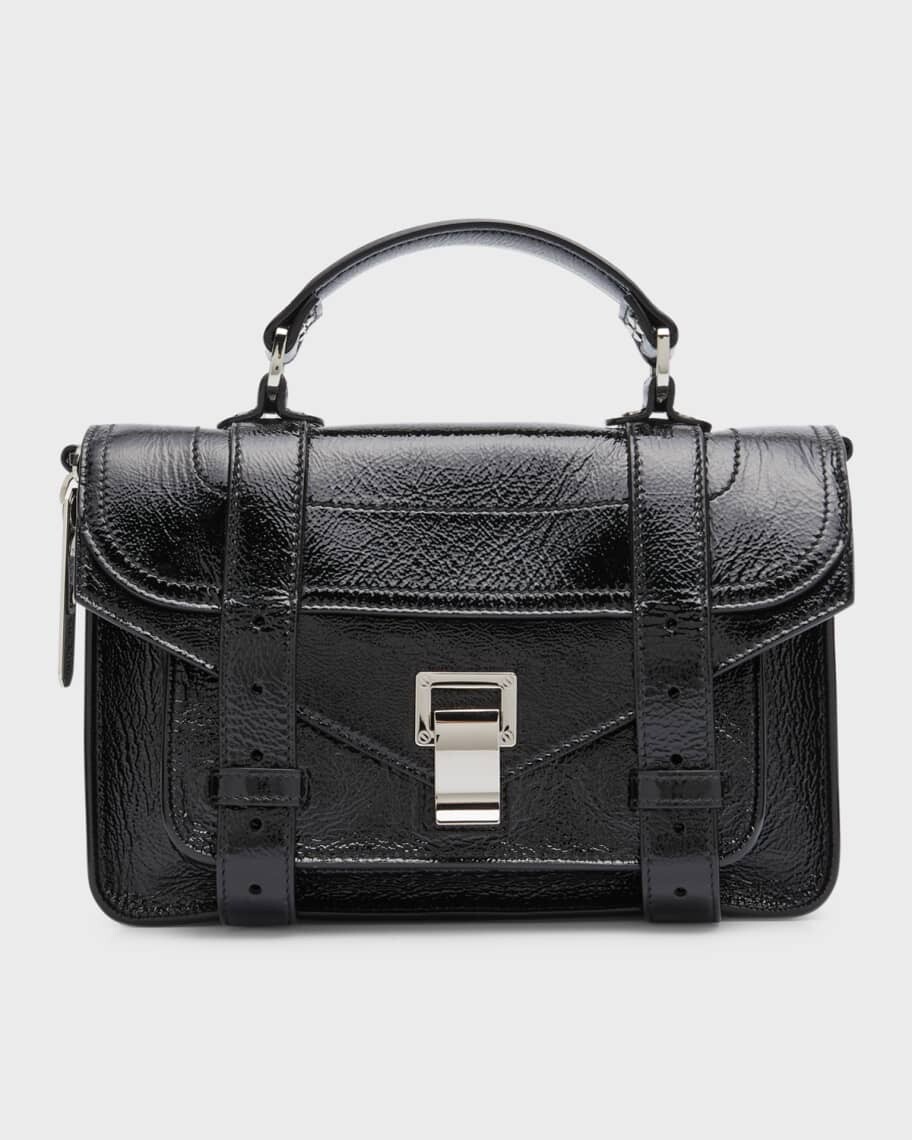 

Крошечная лакированная сумка-мессенджер с жатой отделкой Proenza Schouler