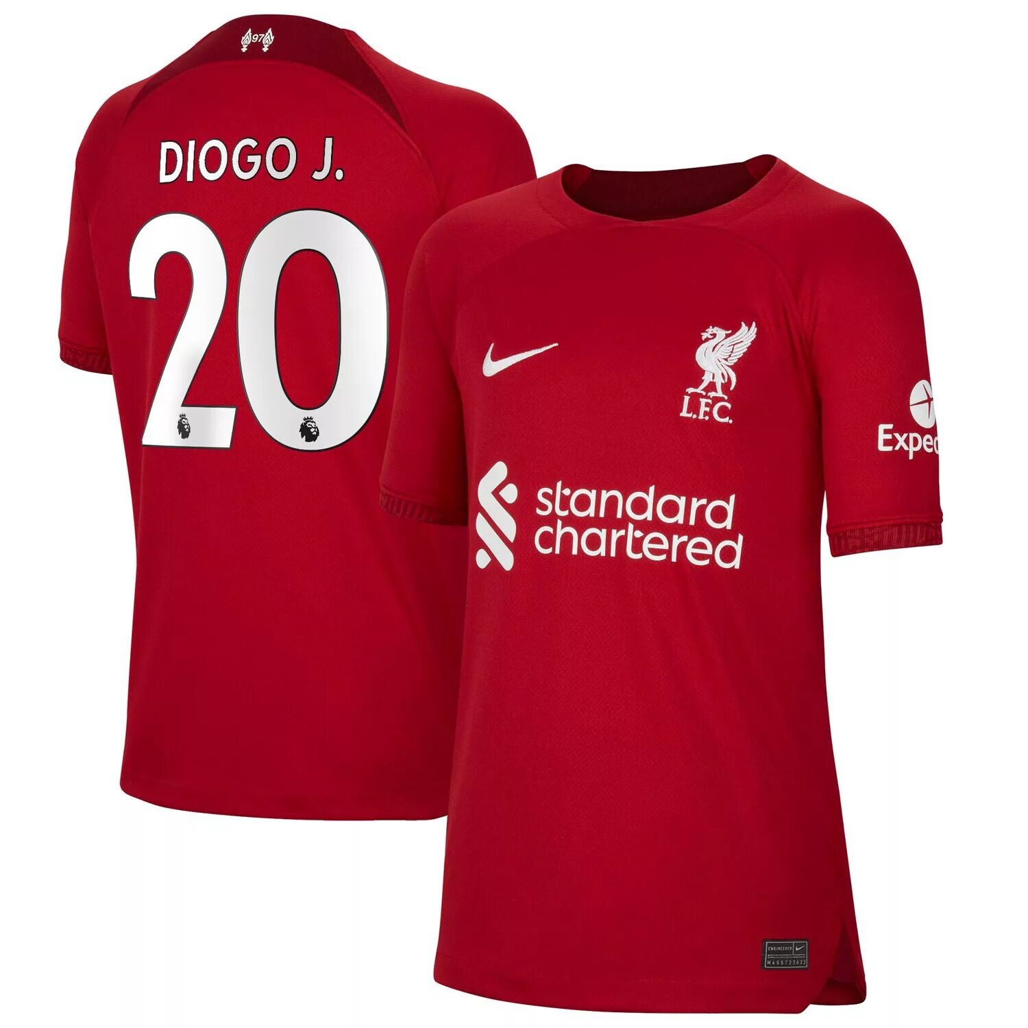 

Молодежная футболка Nike Diogo Jota Red Liverpool 2022/23 Home Breathe Stadium Реплика игрока Nike