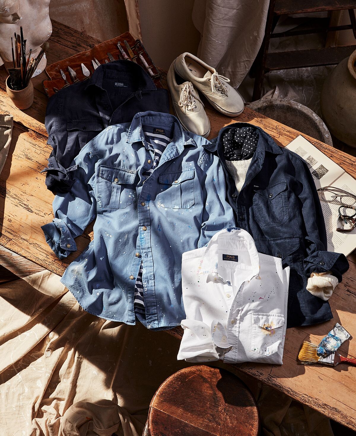 

Мужская оксфордская рубашка классического кроя с брызгами краски Polo Ralph Lauren