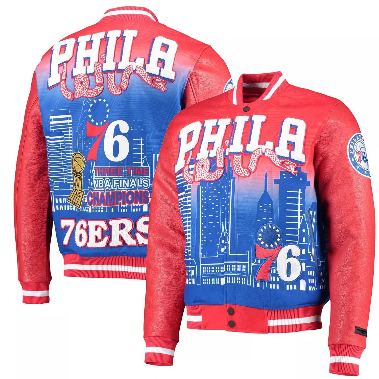 

Мужская куртка Pro Standard Red Philadelphia 76ers Remix Varsity с молнией во всю длину