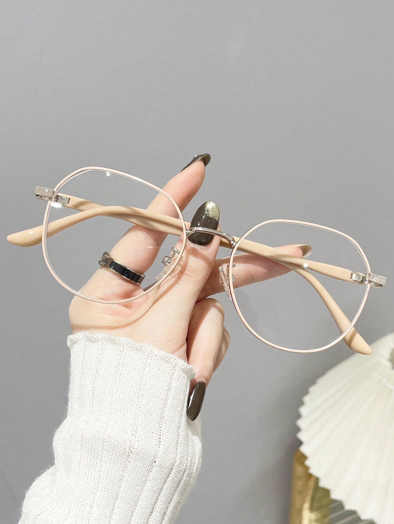 1 шт. женские очки в круглой оправе с прозрачными линзами