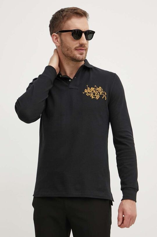 

Хлопковая рубашка с длинным рукавом Polo Ralph Lauren, черный