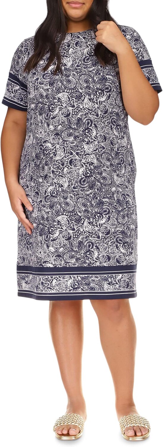 

Платье больших размеров с каймой и краем пейсли MICHAEL Michael Kors, цвет Midnight Blue