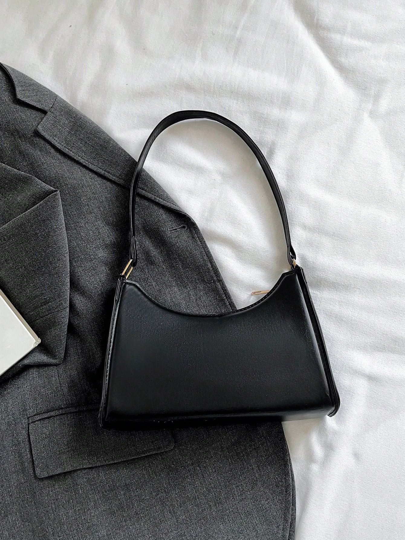 Однотонная минималистичная легкая роскошная сумка через плечо Hobo, черный