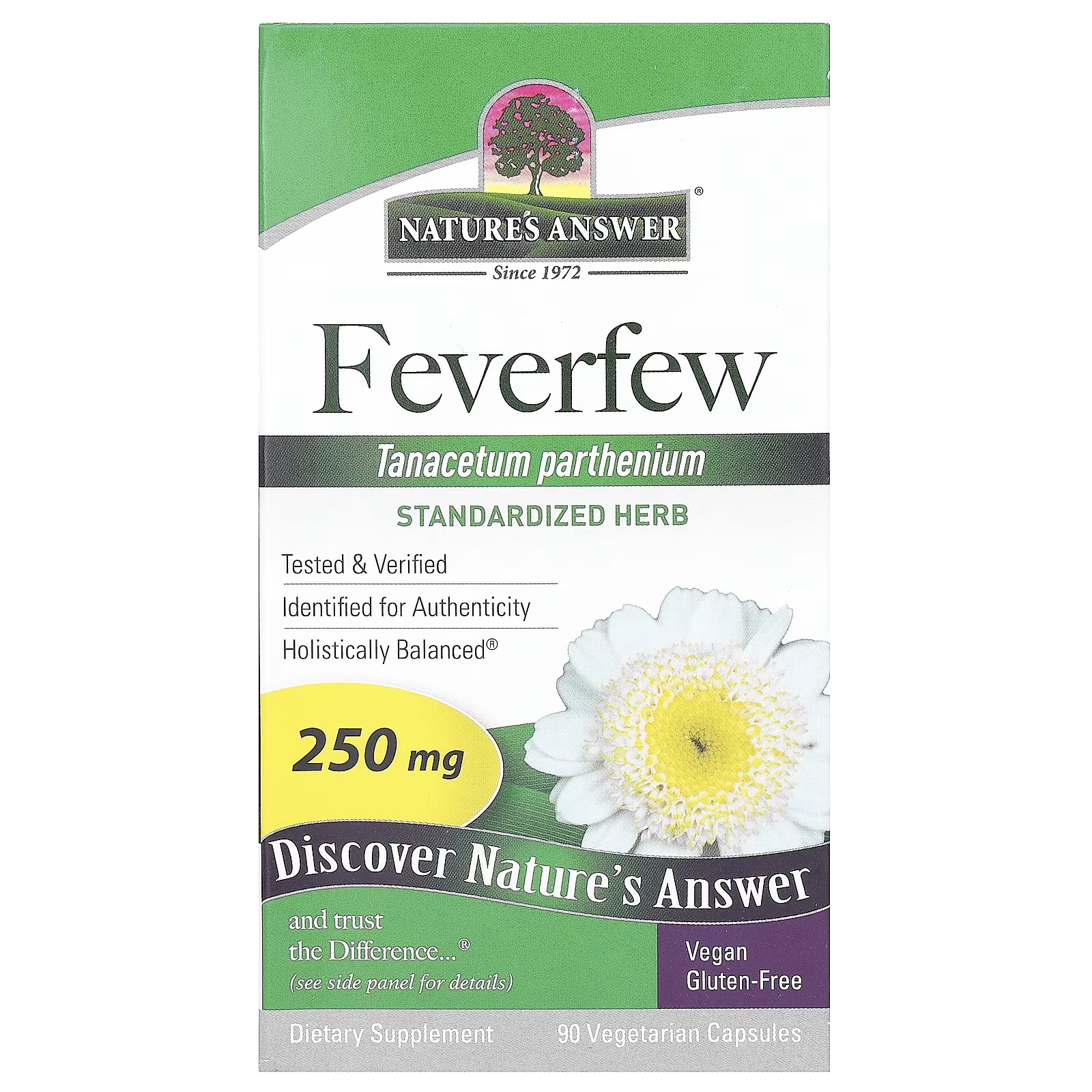 Пищевая добавка Nature's Answer Feverfew 250 мг, 90 капсул