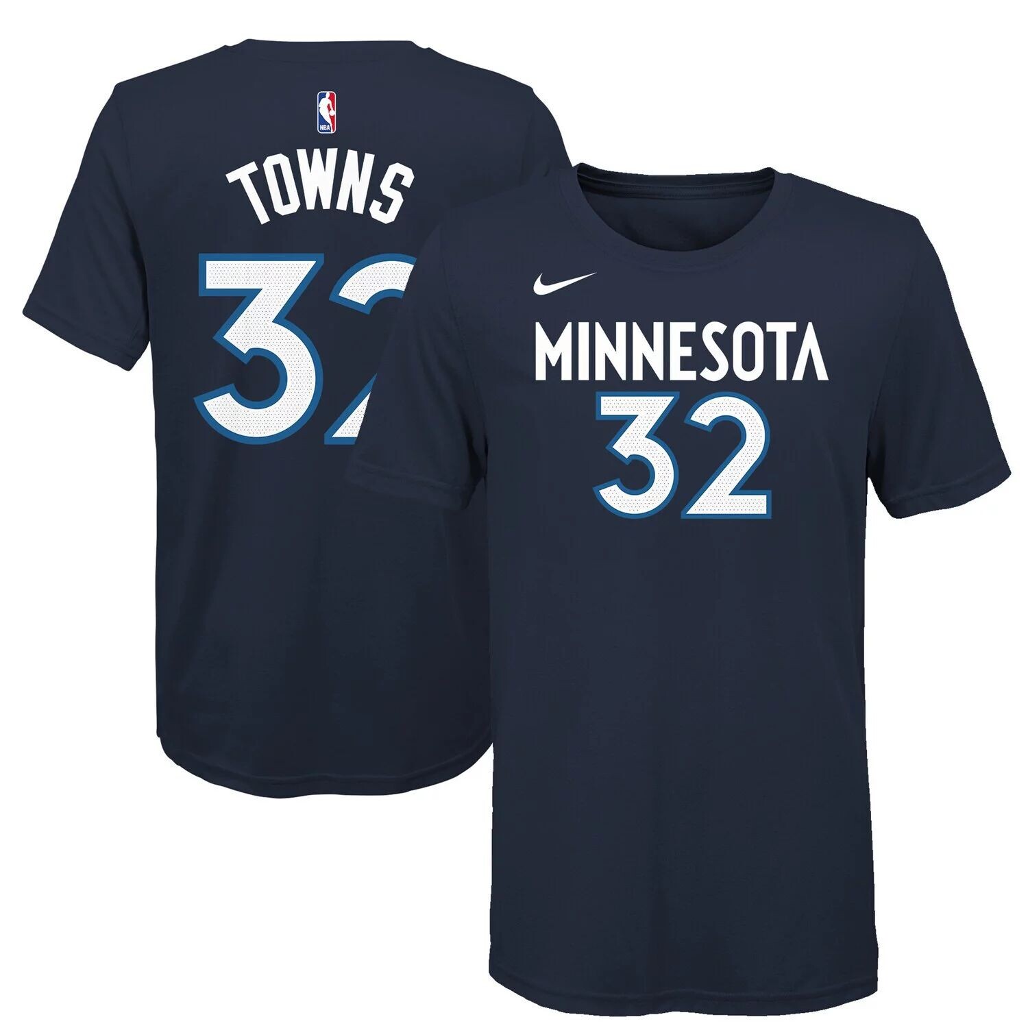 

Молодежная футболка Nike Karl-Anthony Towns Navy Minnesota Timberwolves с именем и номером Nike