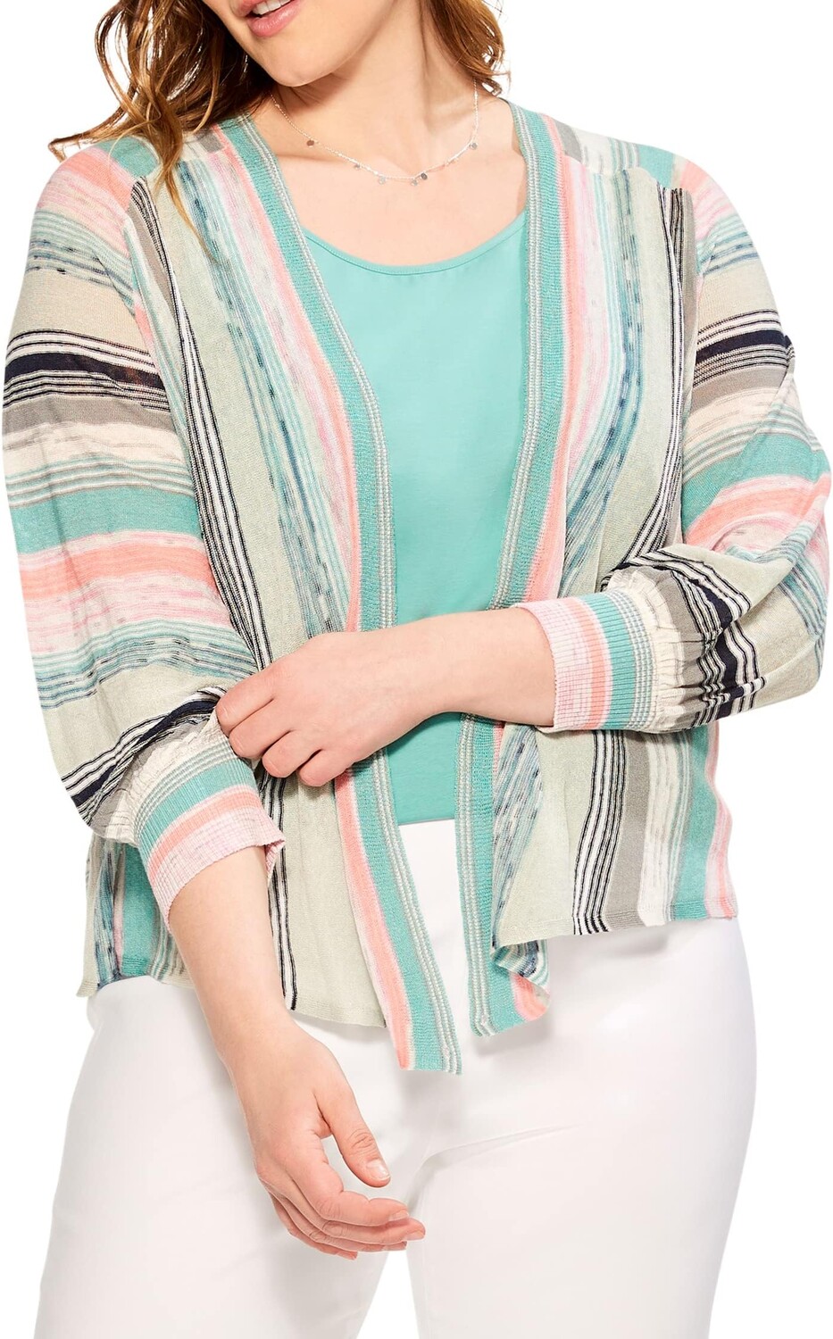 

Свитер Plus Size Summer Space Dye Cardigan NIC+ZOE, цвет Aqua Multi