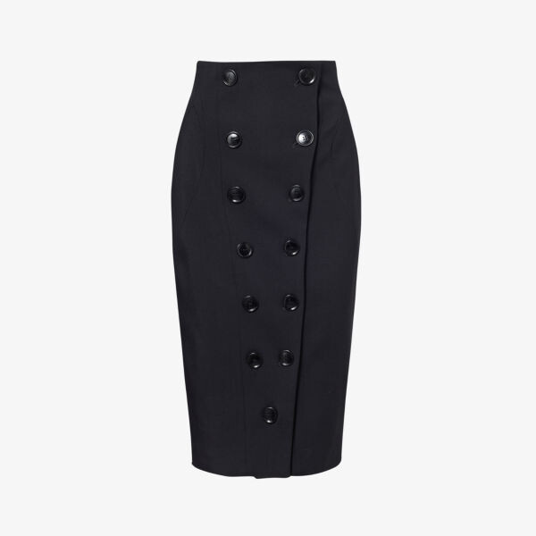 

Юбка миди узкого кроя на пуговицах из эластичной шерсти Alaia, цвет noir alaia