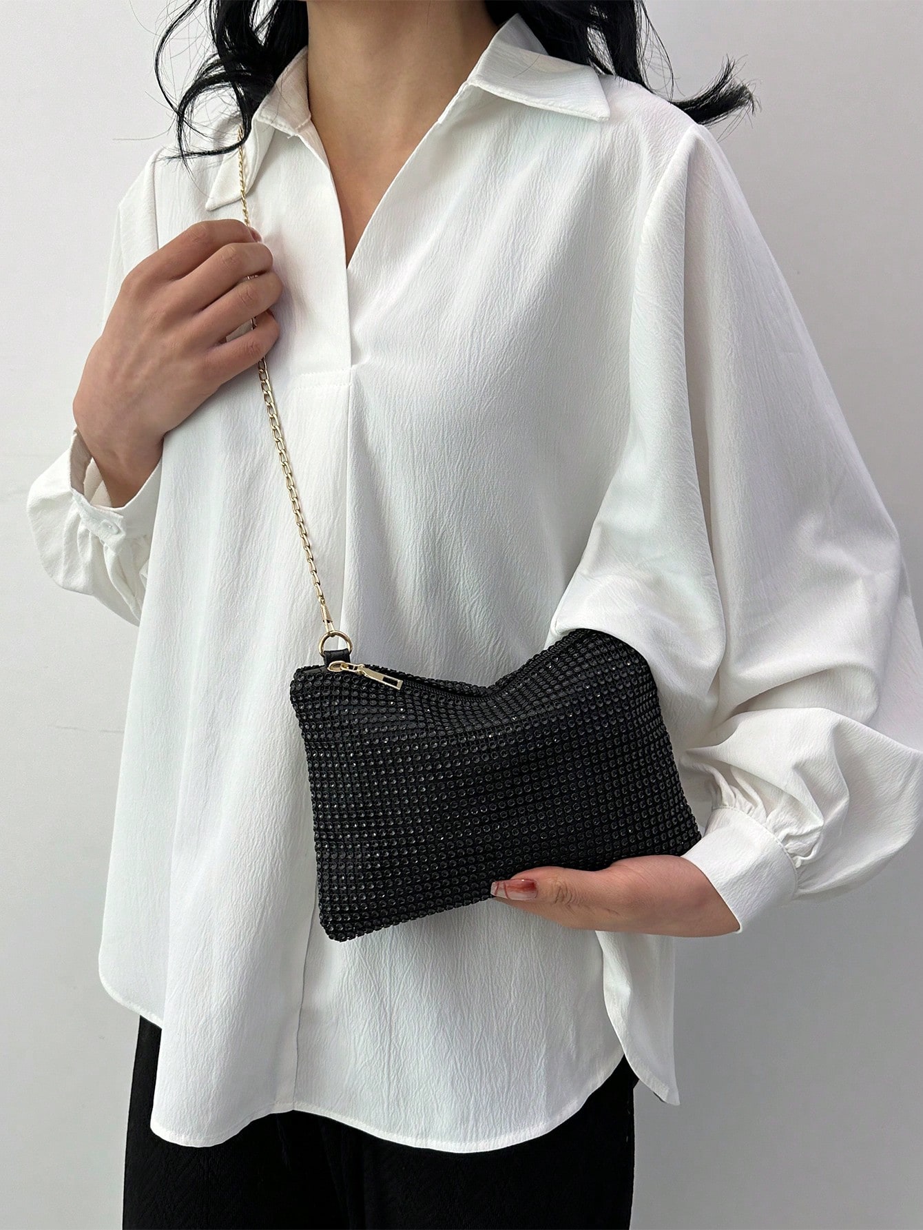 Модная красочная прямоугольная женская сумка с блестками, черный